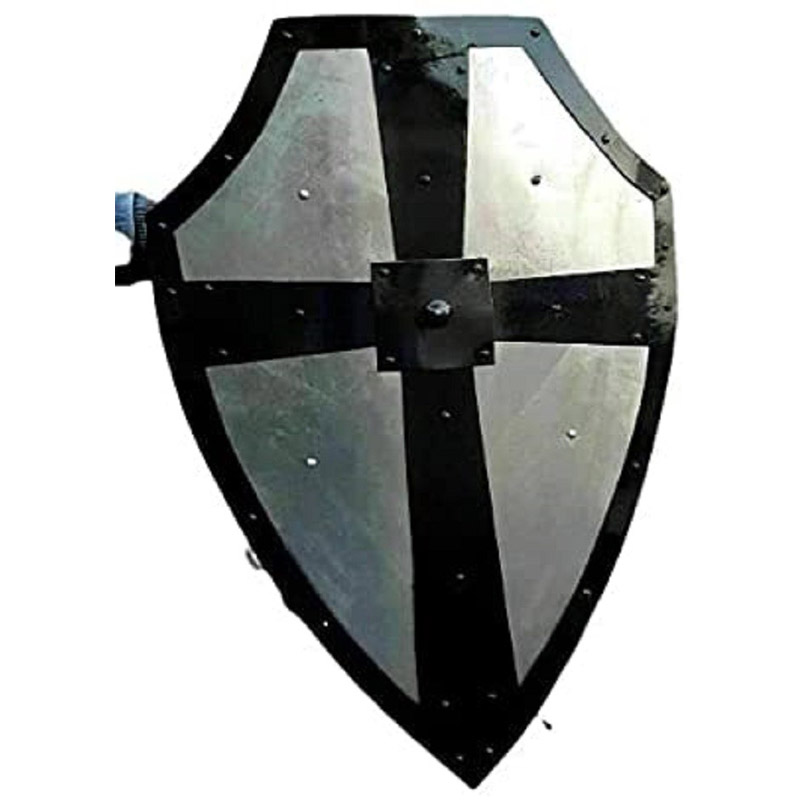 Medieval Knight Forged Gothic Layered Steel Cross Shield Battle Armor Replica