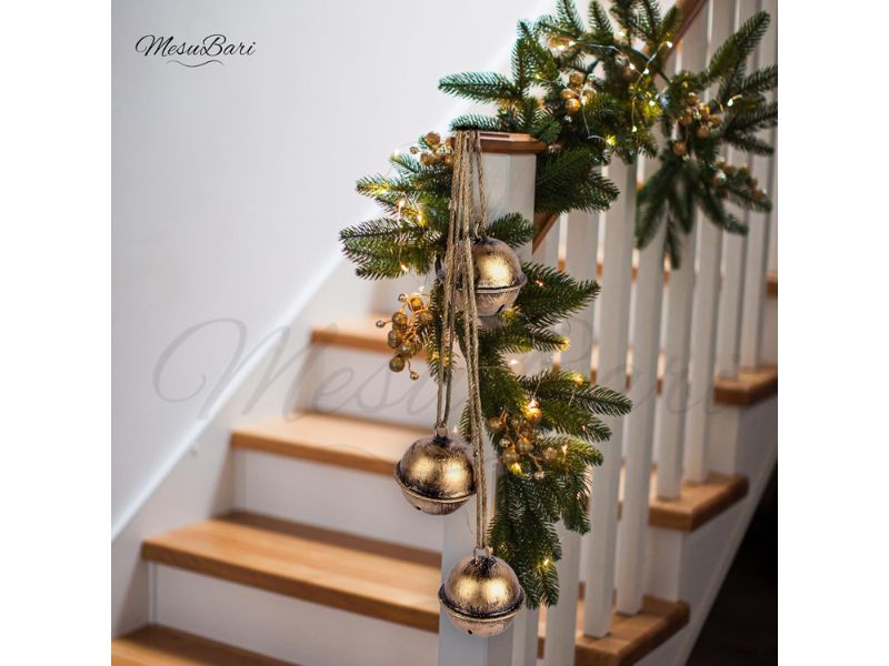 Decorative Metal Hanging Bells Set of 3 – Tibetan Inspired Rustic Wind Chime with Jute Rope, Antique Bronze Finish, 18 Inch | Vintage Home Garden Patio Balcony Door Festive Ornament & Spiritual Decor
