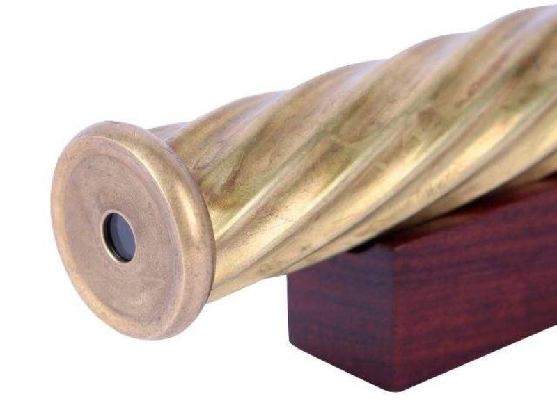 Set of 2 Handmade Brass Spiral Teleidoscope with Marble Lens Vintage Collectible Kaleidoscope Toy for Adults and Husband Gift
