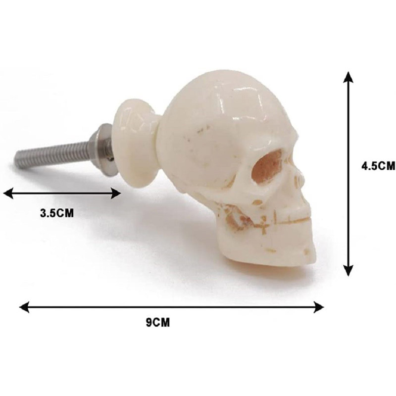 RII Skull Decorative Resin Dresser Knob for Furniture, Chest of Drawres, Cupboard, Nursery Drawer and Cabinet Pull, Sideboards and Wardrobes (Pack of 6, Red)