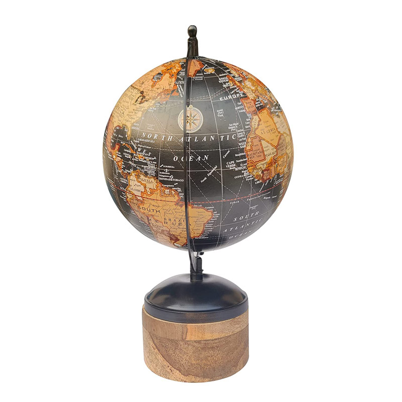 Premium 8 inch Ball Globe with Brass Antique Look - Educational & Decorative Globe for Student / Home Decor / Office / School / Table / Antique Gift Item