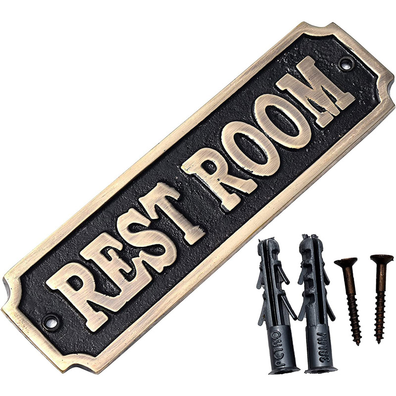 Brass Restroom Sign 6\