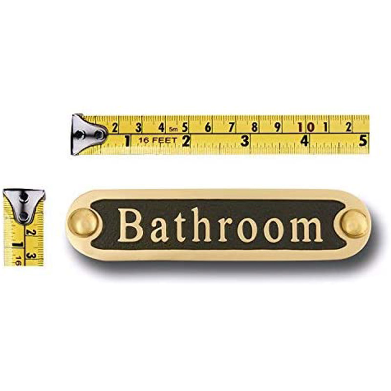 Bathroom Brass Door Sign. Traditional Style Home Décor Wall Plaque Handmade