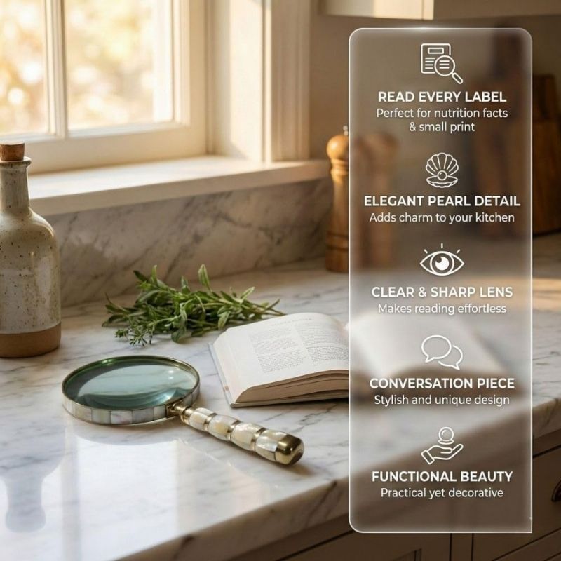  Magnifying Glass with Mother of Pearl Handle, Handheld 10x Magnifying Glass Lens, Antique Magnifier, Reading, Inspection, Astrologer, Low Sight Elderly Collectible Décor Gift 4 Inches