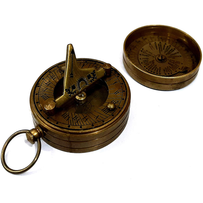 Brass Compass &amp; Sundials Antique Replica Nautical Directional Instrument Navigation Gift