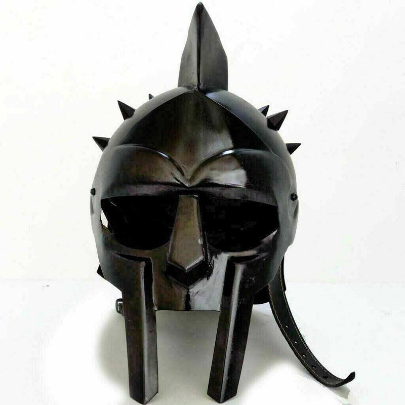 GLADIATOR BLACK HELMET MEDIEVAL ROMAN GREEK SPARTAN ARMOR HELMET