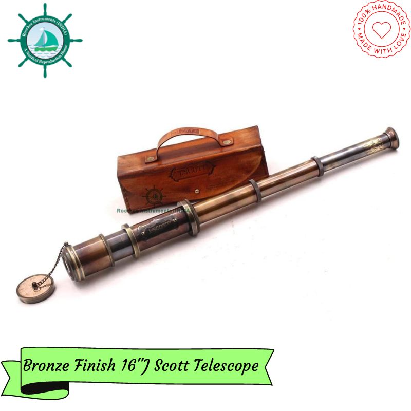 Solid Brass  Real Leather-Steampunk Telescope-Royal Telescope-Pirate Gift