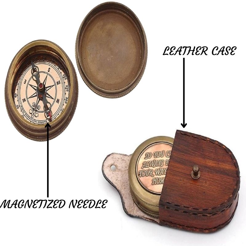 So You can Always find Your Way Back Home&amp;amp;amp;quot; Compass with Case, Gift to Boyfriend/Husband/Son.