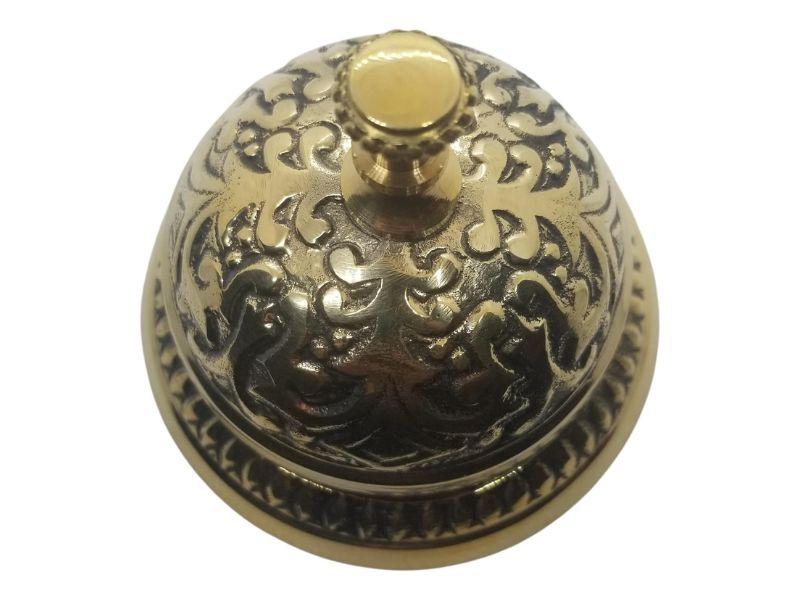 Solid Brass Victorian Style Service Desk Bell – Vintage Counter Call Bell for Reception, Hotel, Restaurant, Office & Home Décor – Antique Brass Finish Handcrafted Table Bell with Loud Clear Sound