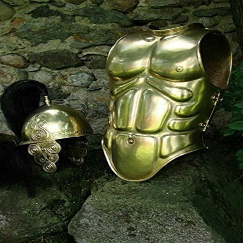 16ga Brass Medieval Knight Reenactment Muscle Armor Cuirass with Celtic  Helmet