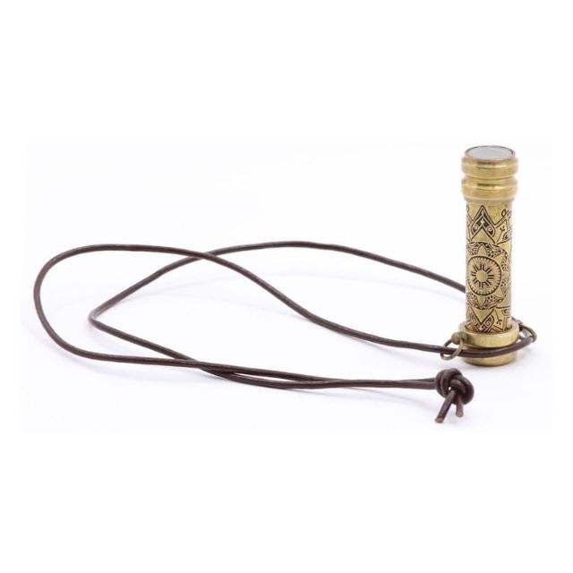 Handmade Kaleidoscope Pendant Necklace with Leather Cord – Mandala Art Optical Locket, Mini Pocket Kaleidoscope Jewelry Gift for Loved Ones