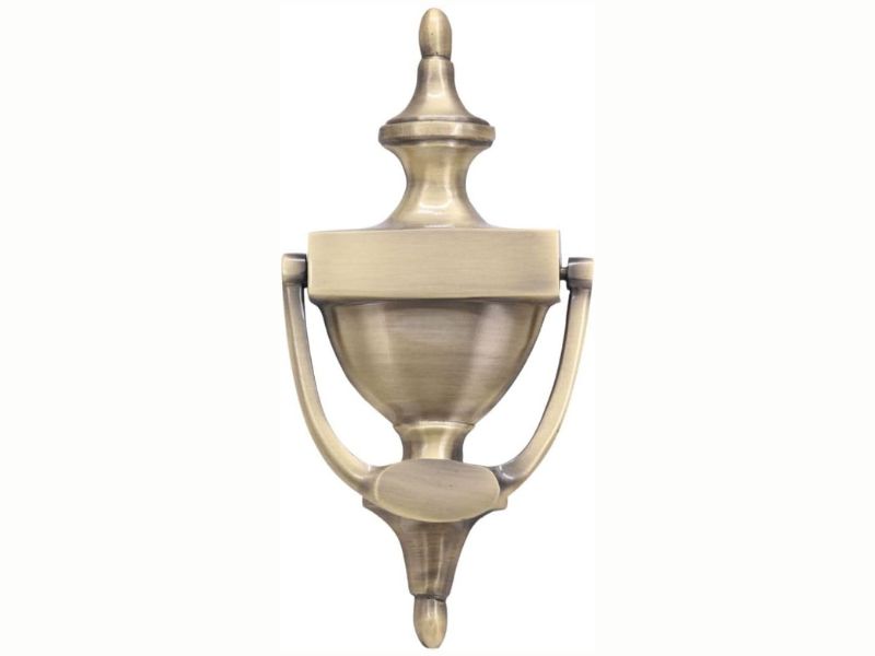 Traditional Victorian Door Knocker – Solid Brass with Satin Finish & Lacquered Protection – Urn Shaped Design – Elegant Antique-Style Hardware for Front Entry Doors