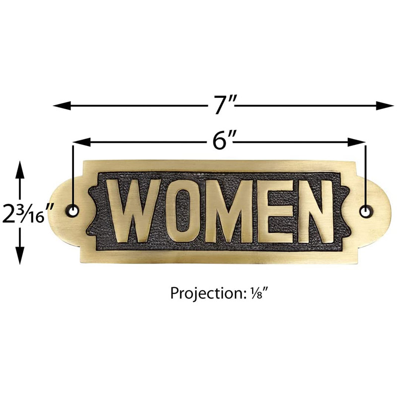 Solid Brass Women Sign Plaque Brass Metal Door Sign Lacquered Finish Home Or Office Women Restroom Door Sign Plaque Including Mounting Hardware