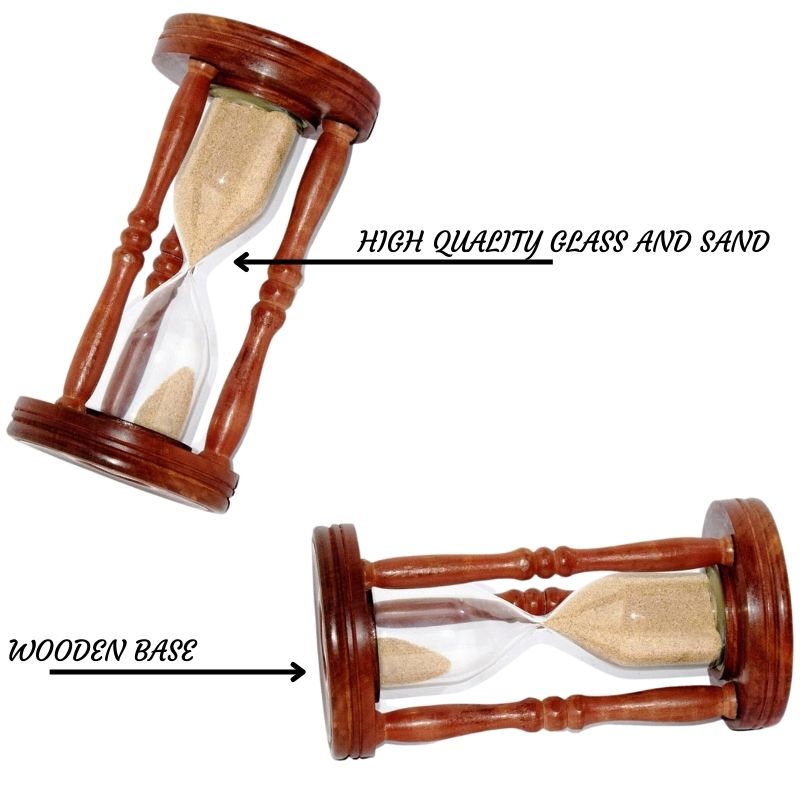 Nautical Wooden Sand Timer (Hour Glass) 15 Minutes Cream Sand