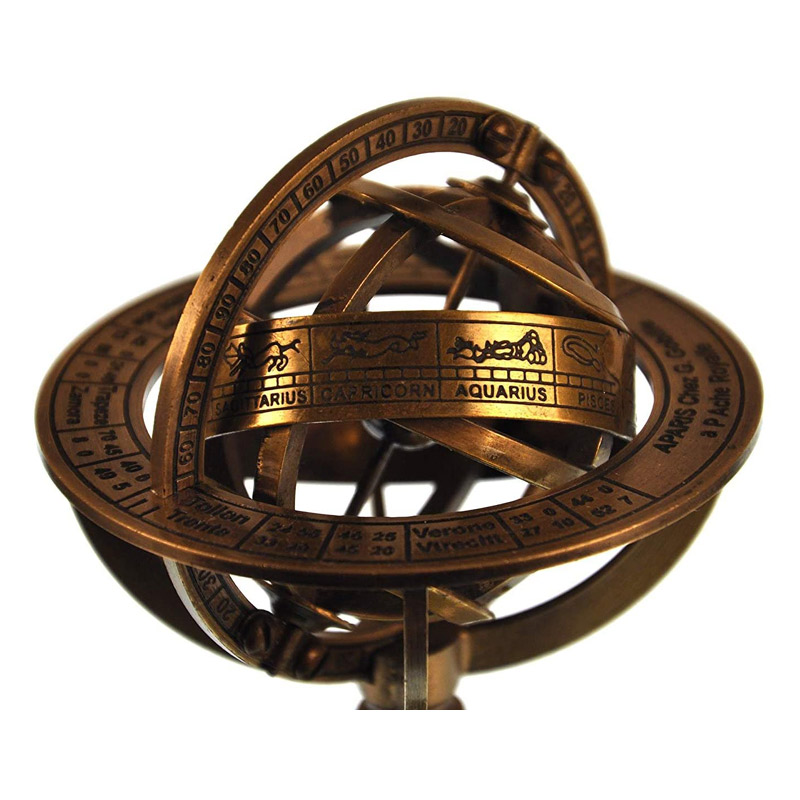 5 Inches Nautical Brass Armillary Sphere World Globe Rosewood Base Table Decor Gift