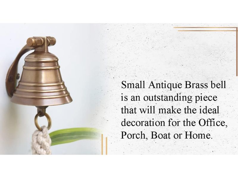 Antique Brass Ship Bell – Wall Mounted Marine Hanging Bell for Dinner, Indoor & Outdoor Use – Perfect for School, Bar, Reception, Last Orders, Church & Nautical Home Décor