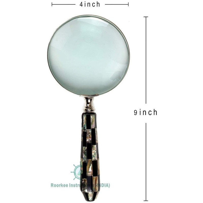 Magnifying Glass with Mother of Pearl Handle, Handheld 10x Magnifying Glass Lens, Antique Magnifier, Reading, Inspection, Coin &amp; Stamp, Astrologer, Low Sight Elderly Collectible Décor Gift 4