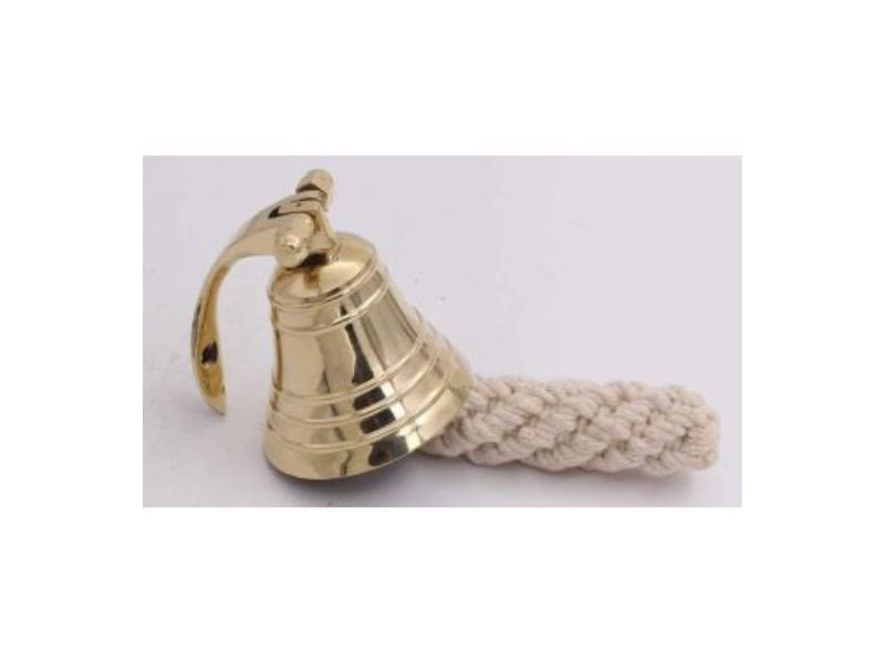 Handcrafted Solid Brass Nautical Bell – Heavy Wall Mount Ship’s Bell with Rope Handle, Polished Maritime Décor