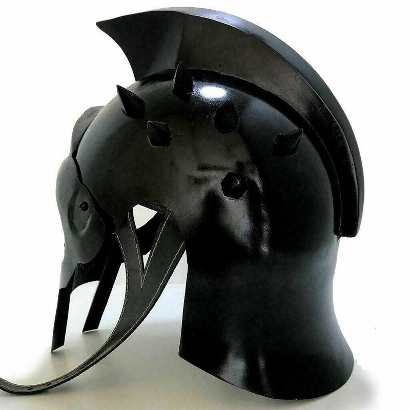 GLADIATOR BLACK HELMET MEDIEVAL ROMAN GREEK SPARTAN ARMOR HELMET