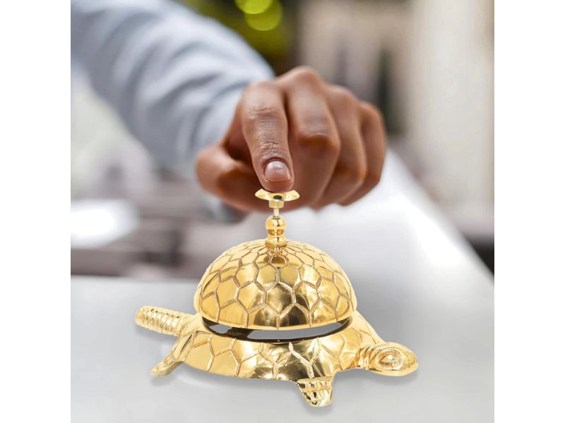 Vintage Solid Brass Service Bell – Ornate Victorian Counter Call Bell for Hotel, Office, Reception & Kitchen – Polished Brass Desk Bell, Loud Durable Ring for Restaurant or Home Décor