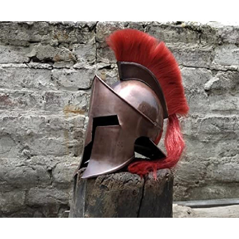 Great King Leonidas Spartan Helmet 300 Movie Fully Functional Medieval Wearable Helmet Copper Antique Helmet, Solid Steel With Inner Leather Liner For 300 And Spartan Fan's 