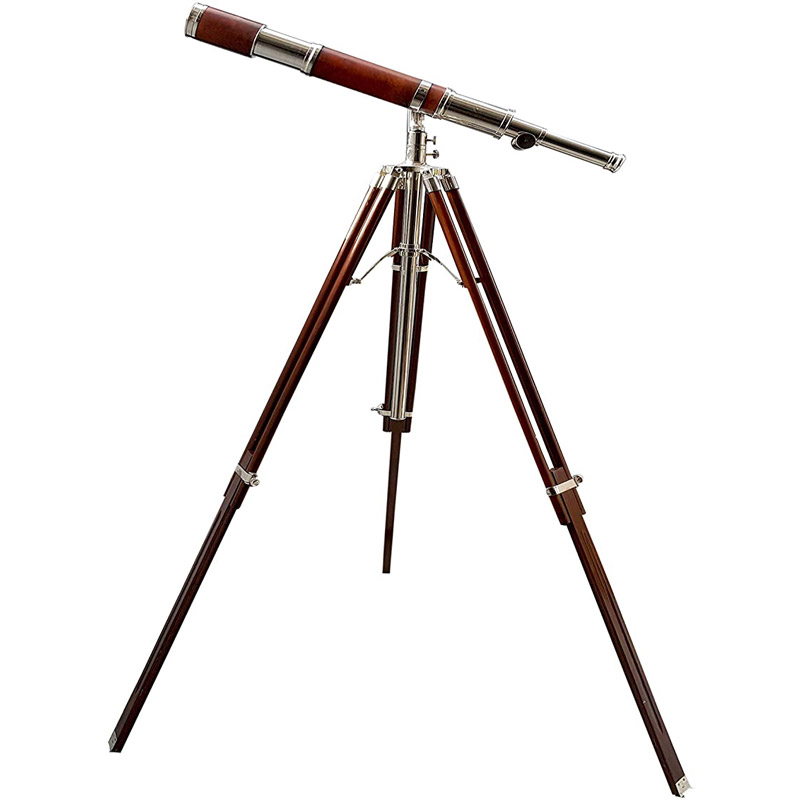 High Magnification Tube Telescope Brown and Nickel Finish Royal Handmade Authentic Design Solid Wood Tripod Antique