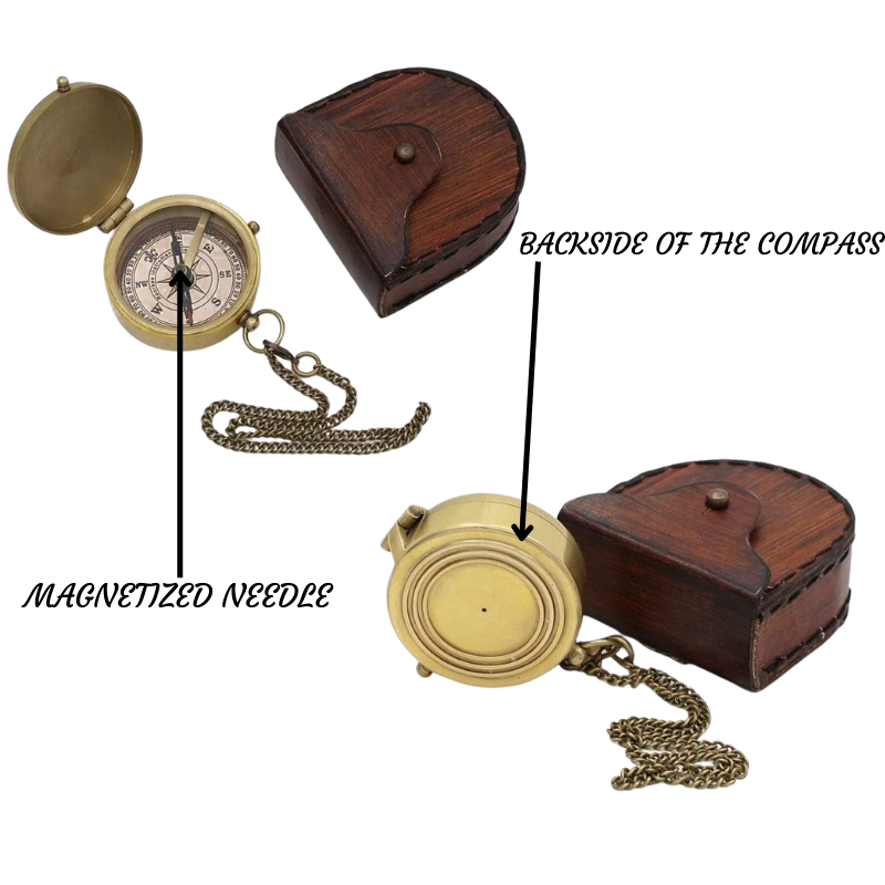 Solid Brass Directional Magnetic Compass with Leather Case Antique Nautical Vintage Quote Engraved Be Strong, Baptism Gifts