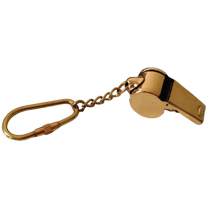 Brass WHISTLE Key Chain- Collectible Marine Nautical Key Ring