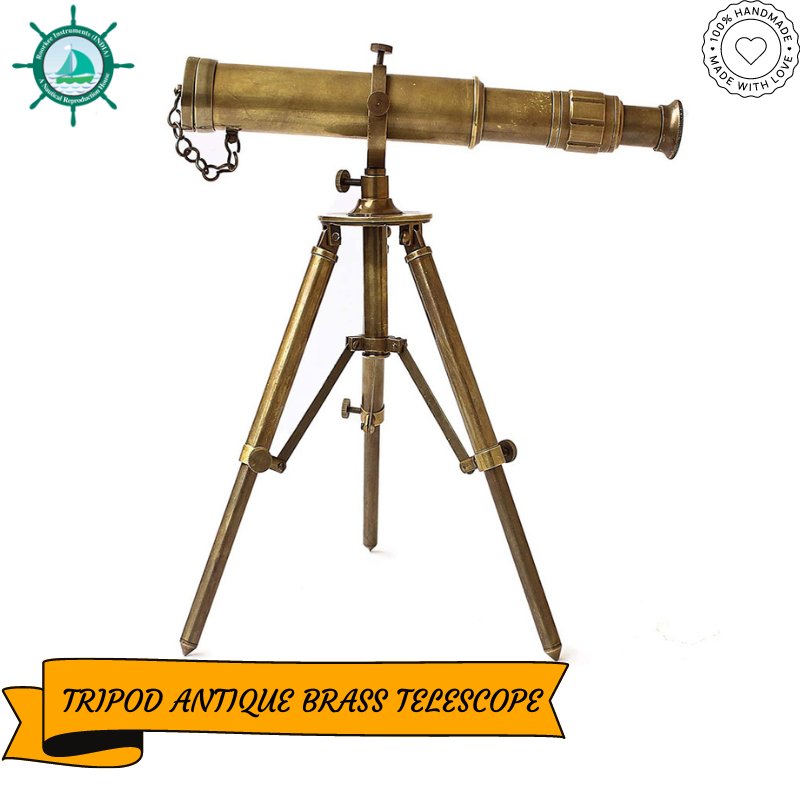 Buy Finish Brass Telescope with Tripod Stand Collectible for Home