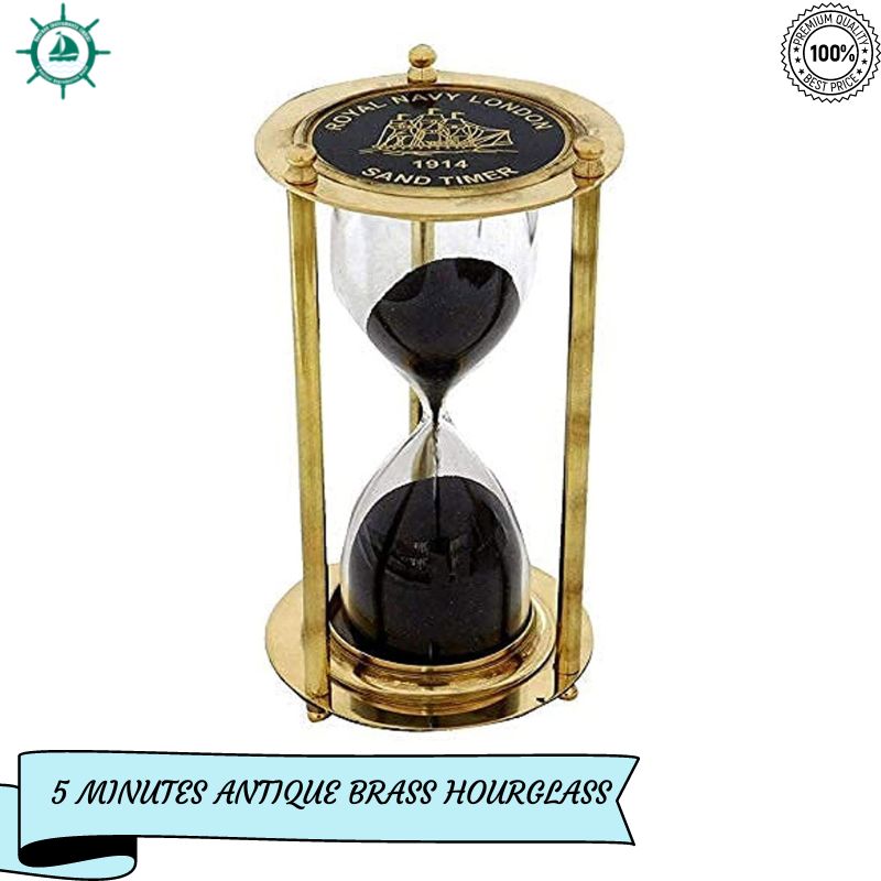 Antique Black Sand Timer Hourglass 5 Min Black Sand Hourglass Beautiful Showpiece Hourglass for Home and Office Decor Beautiful Gifted Item