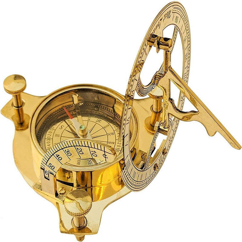 Solid Brass Sundial Compass Pocket Marine Compass for boy scouts, husband, boyfriend, father, son, brother, groomsmen