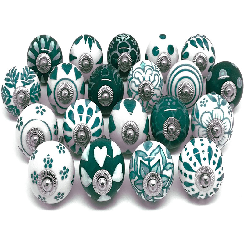 Drawer knobs Antique Dresser for cabinets and Drawers Vintage mid Century pulls Ceramic Door Instant Makeover Your Furniture Set of 25, KNOBS-2, Green