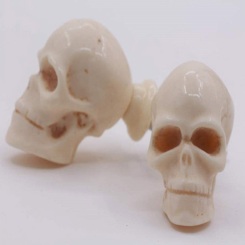 Skull Decorative Resin Dresser Knob for Furniture, Chest of Drawers, Cupboard, Nursery Drawer and Cabinet Pull, Sideboards and Wardrobes (Pack of 2, Ivory)