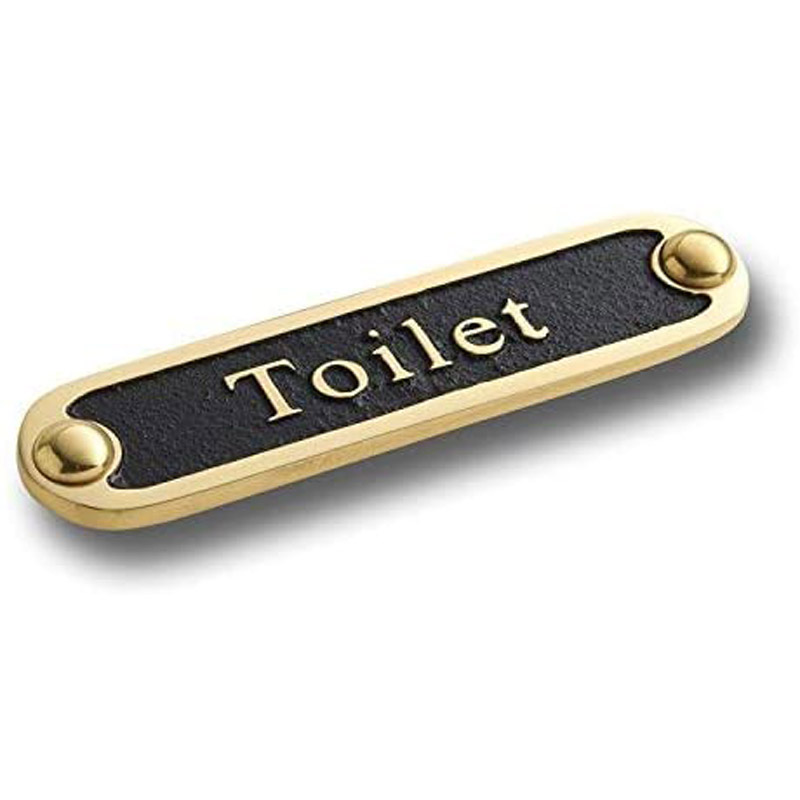 Toilet Brass Bathroom Door Sign. Traditional Style Home Décor Wall Plaque Handmade