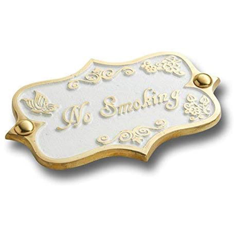 No Smoking Brass Door Sign Vintage Shabby Chic Style Home Décor Wall Plaque Handmade