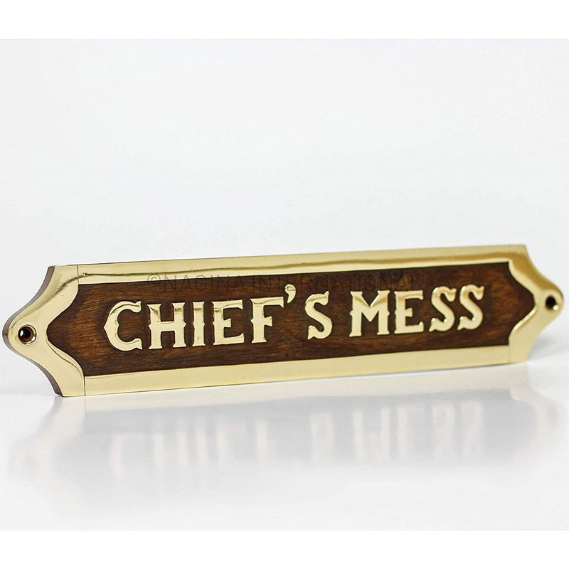 Chiefs Mess Brass Door Sign Maritime Ships Plaque | Decorative Plaque | Home Decor Accents