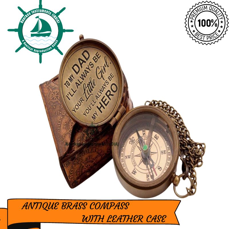  to My Dad/Gift to Dad/Daughter to Dad/Dad Birthday Gift Brass Compass W/Case