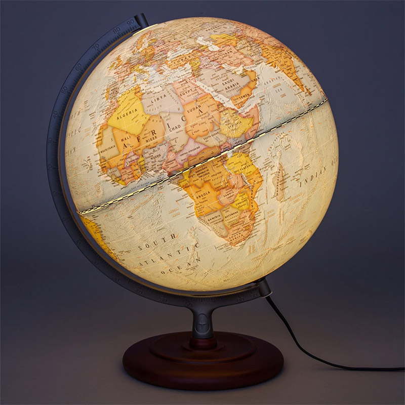 Light Up Globe - Geographic Mariner 12 Inches Desk Decorative Illuminated Globe with Stand, up to Date World Globe