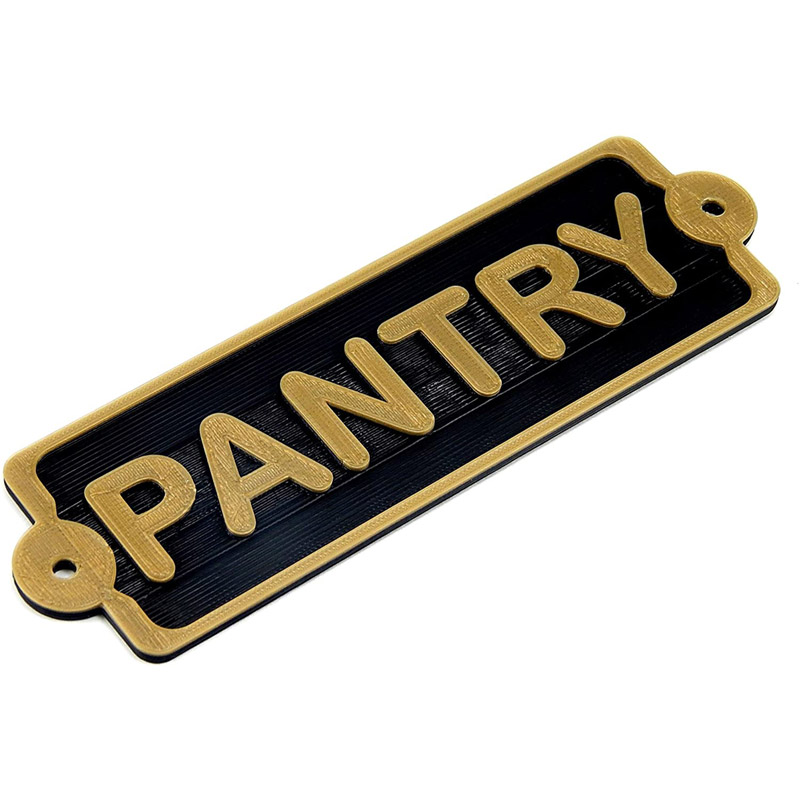 Pantry Vintage Antique Shabby Chic Style Sign/Notice Distressed Brass