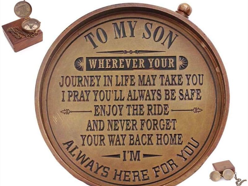 Pocket Brass Compass with Indian Rosewood Case – Vintage Nautical Navy Compass for Camping, Hiking, Boating, Travelling – Gift for Graduation, Wedding, Birthday, Anniversary from Mom Dad