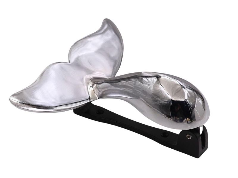 Solid Brass Humpback Whale Tail Door Knocker – Nickel Finish Nautical Decor for Front Door, Beach House, Coastal Home, Ocean Theme Entry Hardware, Handcrafted Marine Style Gift