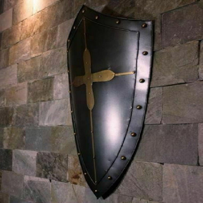 Medieval Black Antique Knight Shield Handcrafted Steel Heater Armor Shield Metal Used