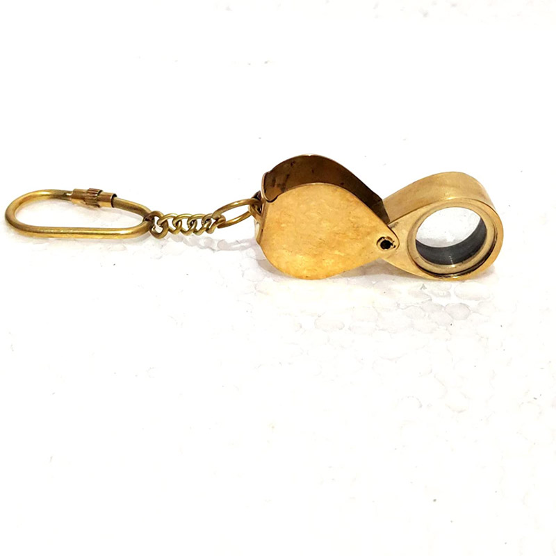 Brass Finish Magnifying Glass Keychain Nautical Assorted Key Ring Brass Keychain Handmade Keychain & Key Ring