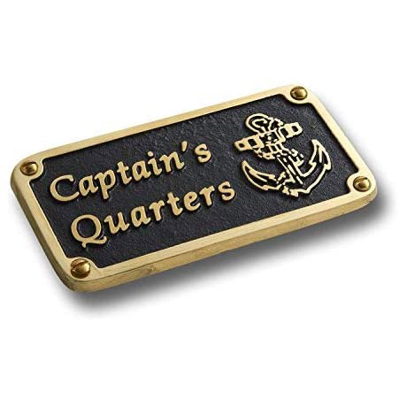 Nautical Bathroom Décor Accessories Brass Plaque Beach Theme Funny Wall Decoration Captain’s Quarters Sign