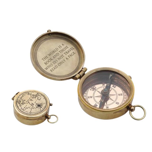 Antique Nautical Vintage Directional Magnetic Compass with Famous Scripture Quote Engraved Baptism Gifts with Leather Case or Wooden Case for Loved Ones, Son, Father, Love, Partner, Spouse, Fiancé.