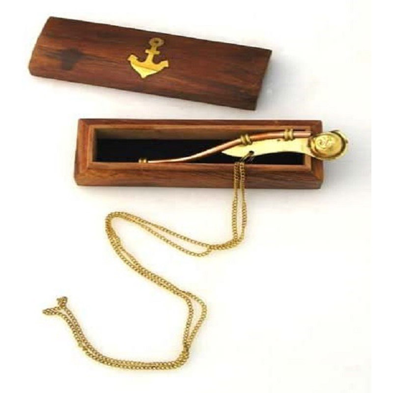 Boatswains Whistle or Bosun Pipe with wooden case: Nautical Collection