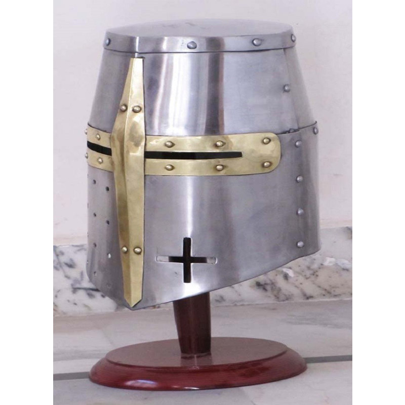  Medieval Templar Crusader Knight Armor Helmet  |Perfect Boasting Costume For Halloween Party, Theatrical Stage Role Plays, Dramas &amp;amp; LARP (Live-Action-Role-Play)