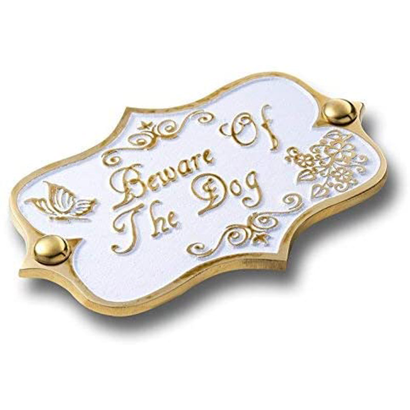 Beware of The Dog Brass Door Sign. Vintage Shabby Chic Style Home Décor Wall Plaque Handmade