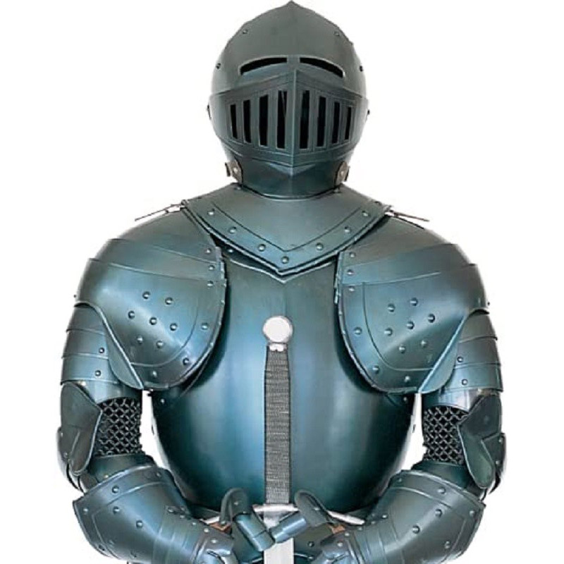 Medieval 16th Century Blued Full Suit of Armor Knight Crusader Armor