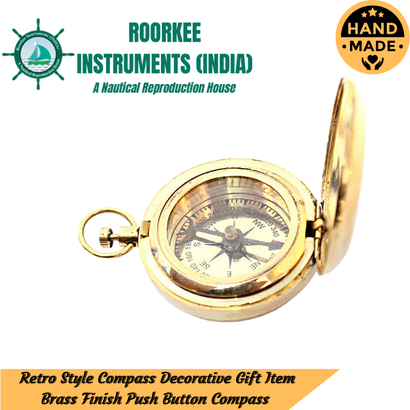 Nautical Collectible Retro Style Compass Decorative Gift Item Brass Finish Compass (Brass Finish)